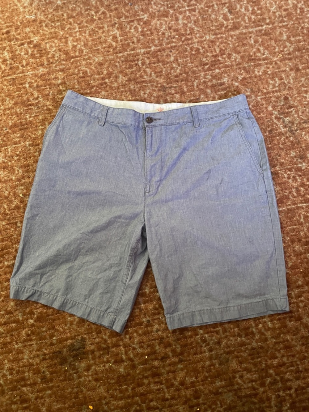 Dockers Light Blue Grayish Flat Front Men's Bermuda Shorts Pockets 38